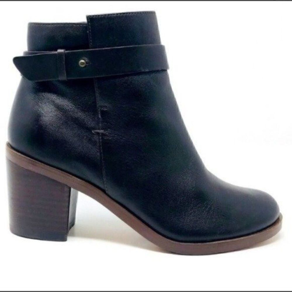 Halogen womans Dark Brown leather ankle boots US 5.5M BoxK Heeled - Picture 2 of 8